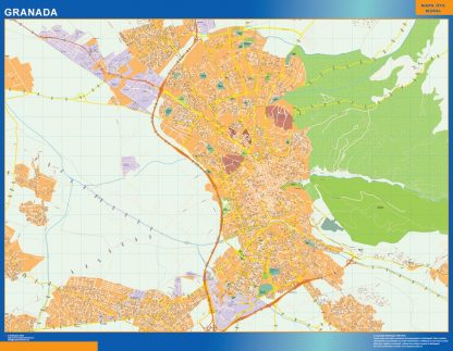 Mapa Granada callejero gigante. Mapas grandes para Chile y América