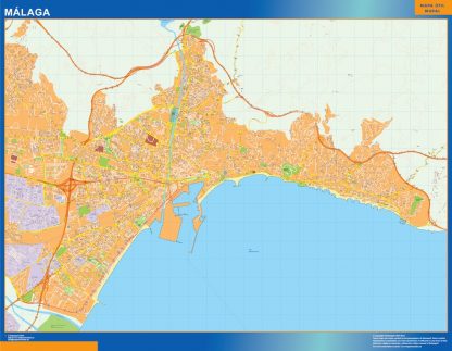 Mapa Malaga callejero gigante. Mapas grandes para Chile y América