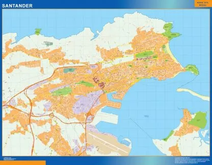 Mapa Santander callejero gigante. Mapas grandes para Chile y América